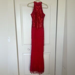 Fabulous Red Sequin Fringe Dress